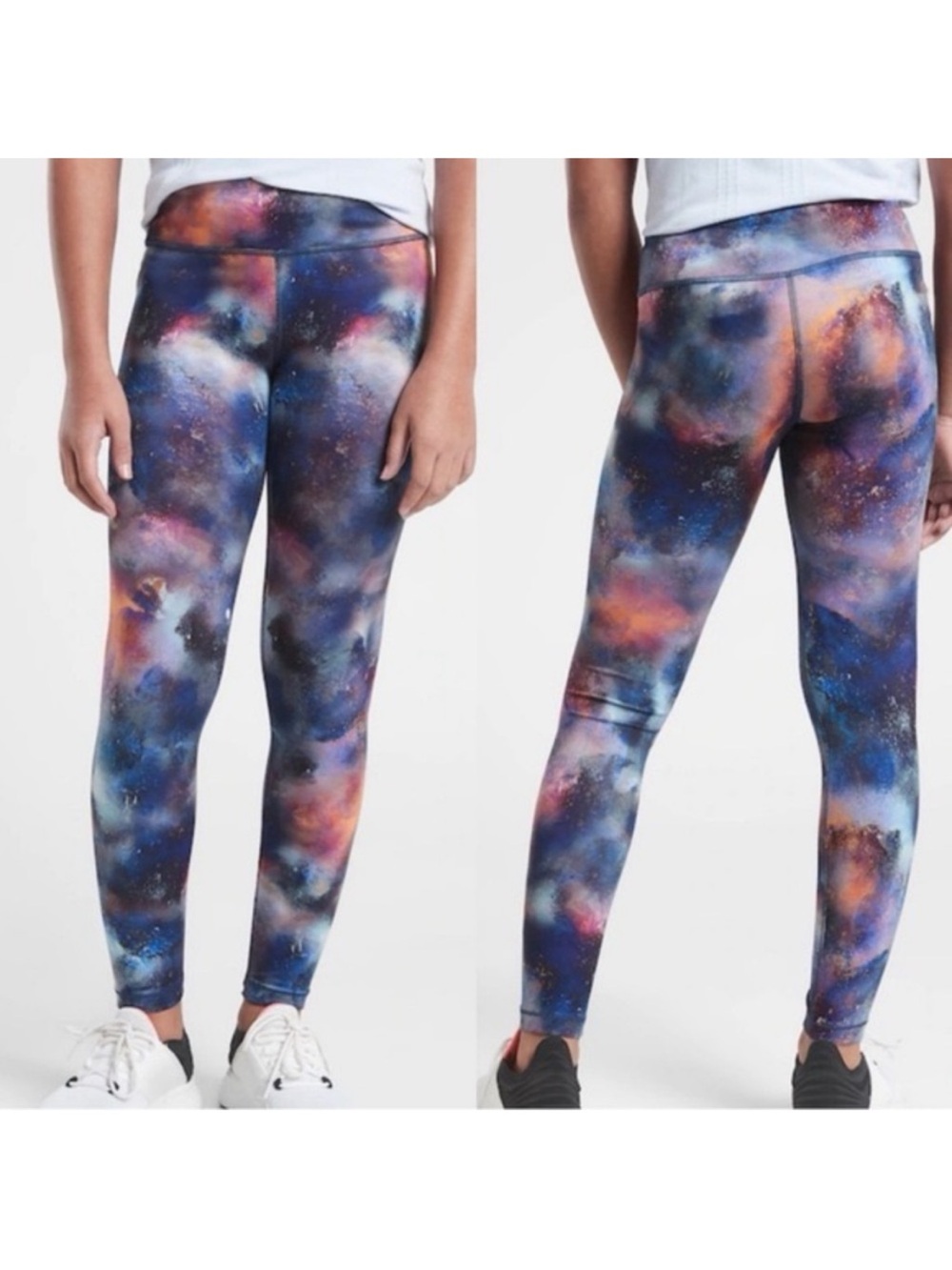 Athleta Cosmic Galaxy Chit Chat Leggings- Blue, Purple & Orange
